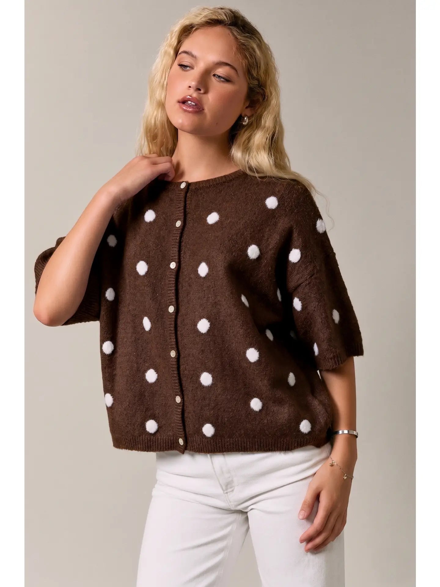 Lolly Polka Dot Short Sleeve Cardigan