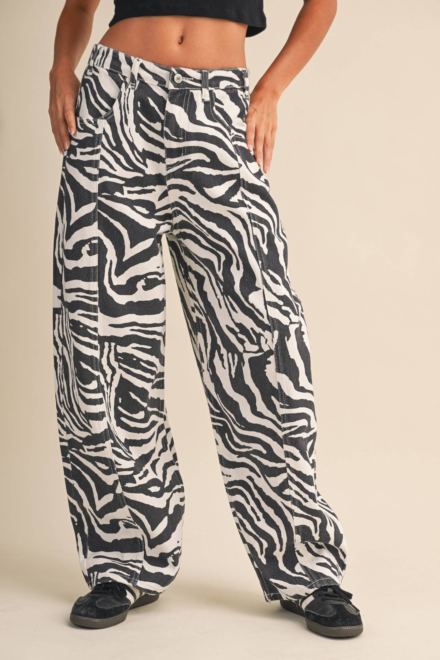 Val Zebra Print Barrel Pants