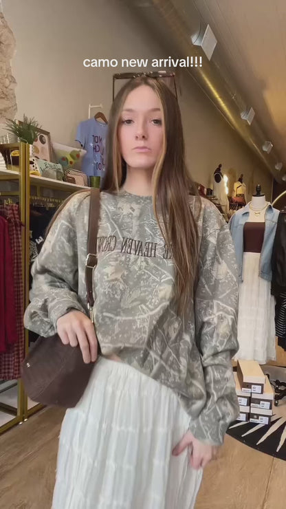 Make Heaven Crowded | Embroidered Camo Sweatshirt