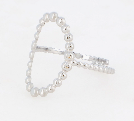 waterproof adjustable silver scalloped everyday wear ring